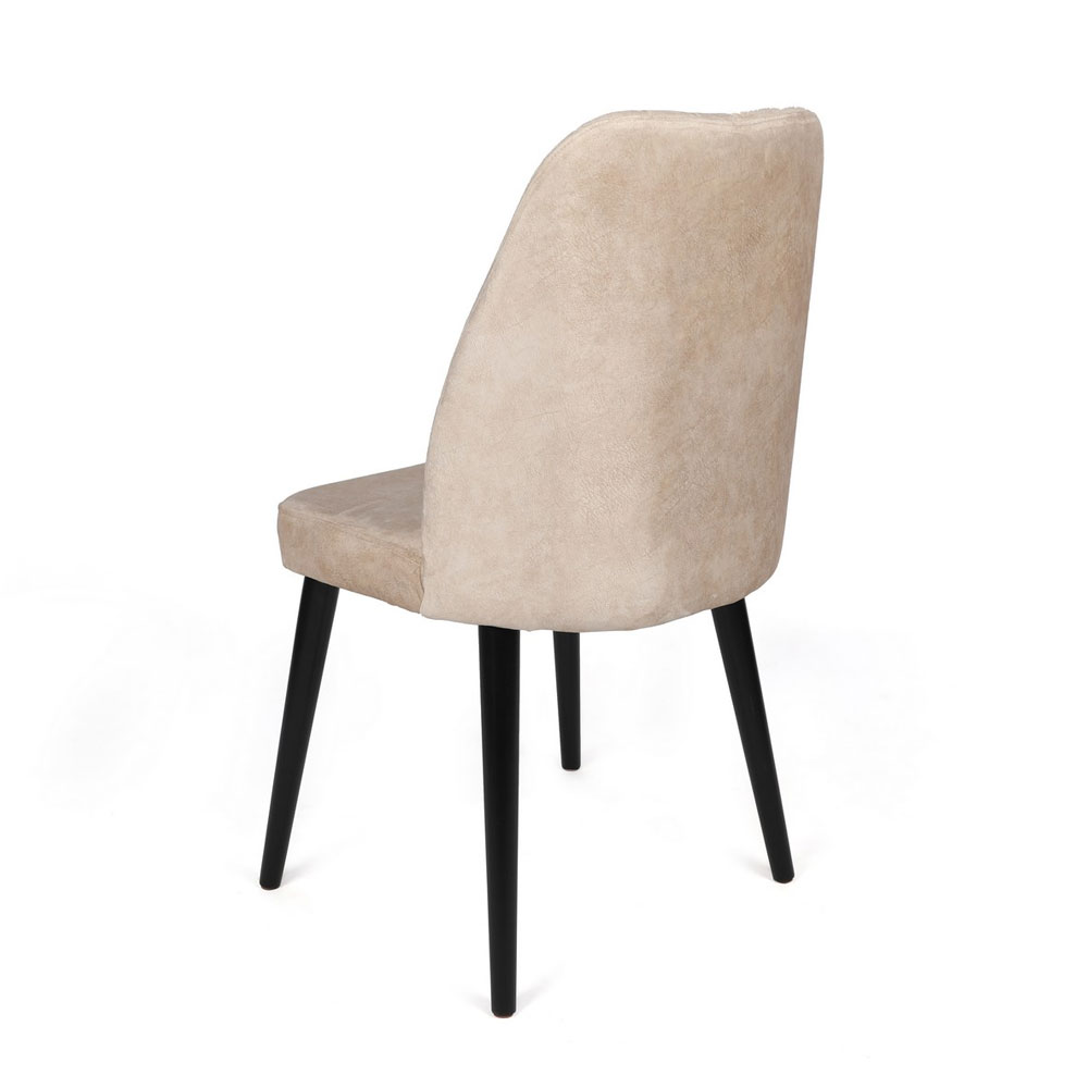 Alfa Cream Velvet Dining Chairs with Black Legs in Pair