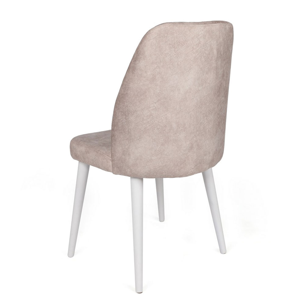 Alfa Cream Velvet Dining Chairs with White Legs in Pair