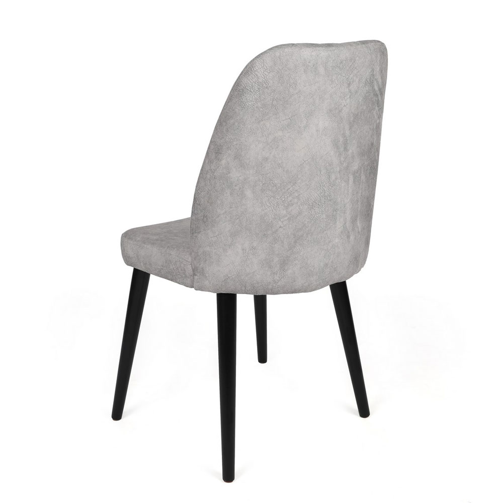 Alfa Grey Velvet Dining Chairs with Black Legs in Pair