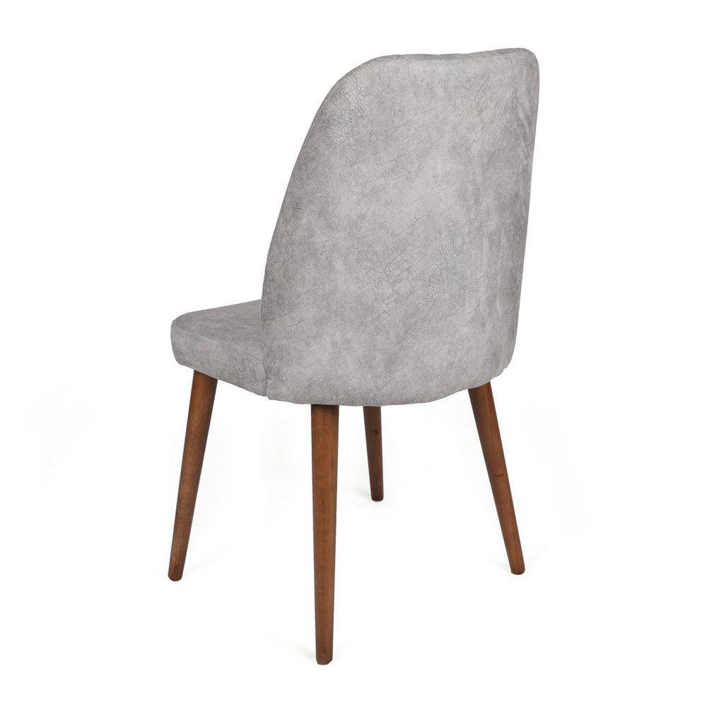 Alfa Grey Velvet Dining Chairs with Walnut Legs in Pair
