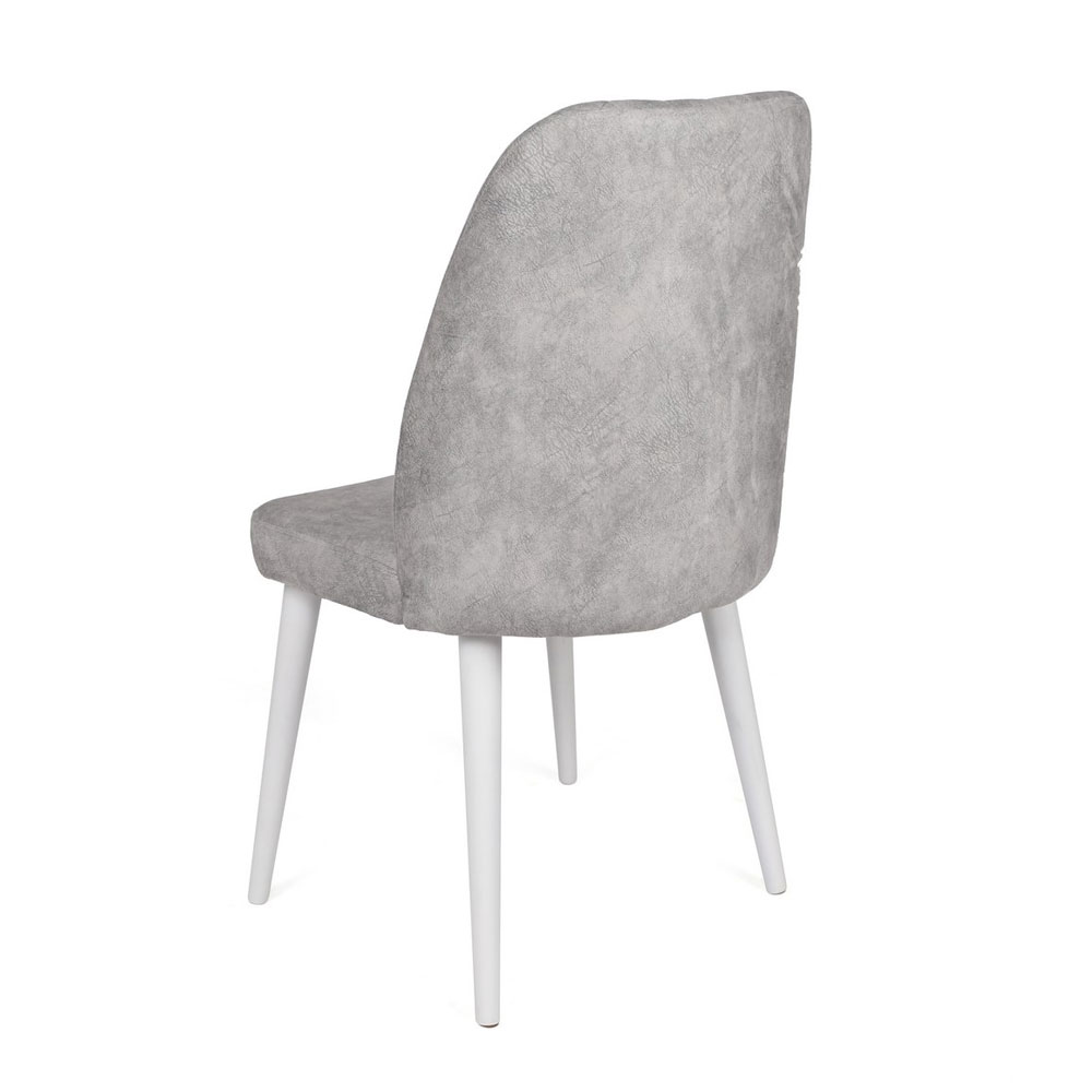 Alfa Grey Velvet Dining Chairs with White Legs in Pair