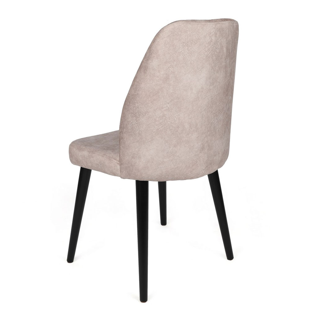 Alfa Light Taupe Cream Velvet Dining Chairs with Black Legs in Pair