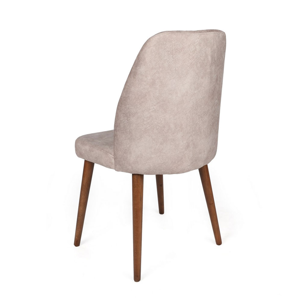 Alfa Mink Velvet Dining Chairs with Walnut Legs in Pair