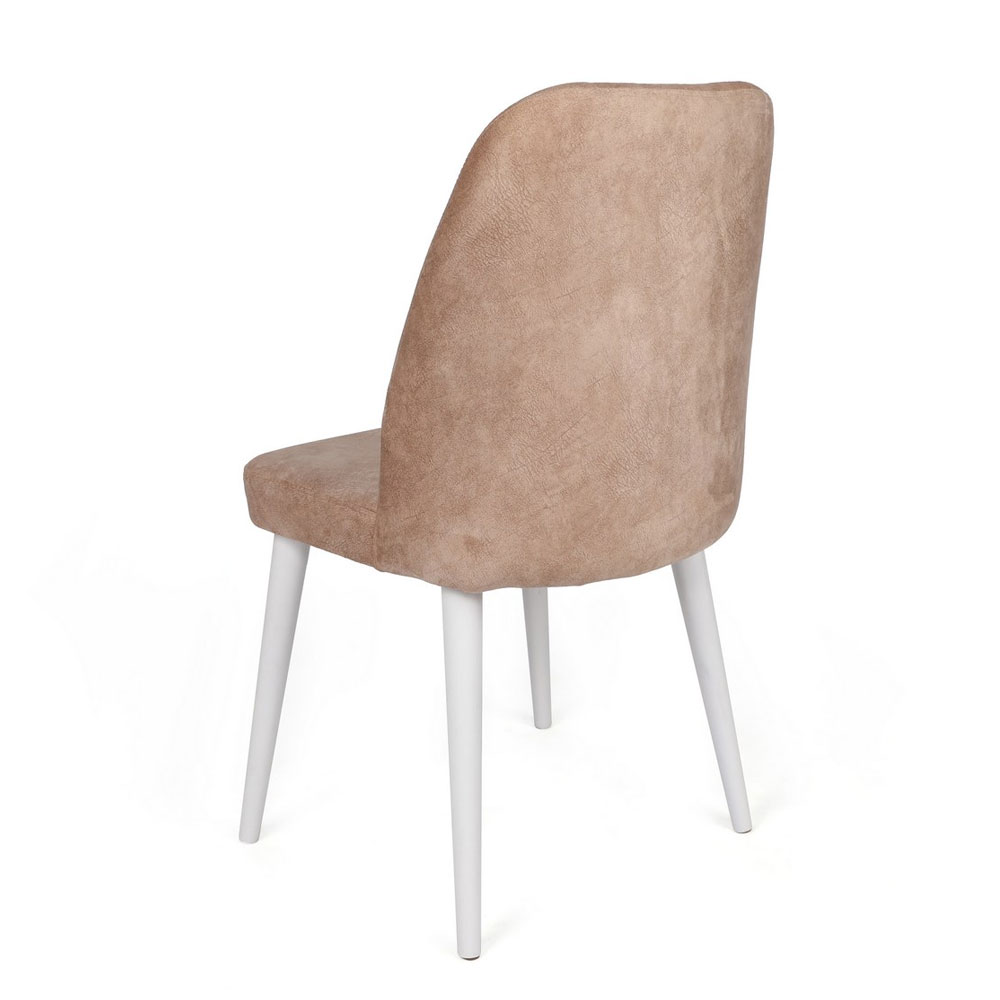 Alfa Mink Velvet Dining Chairs with White Legs in Pair