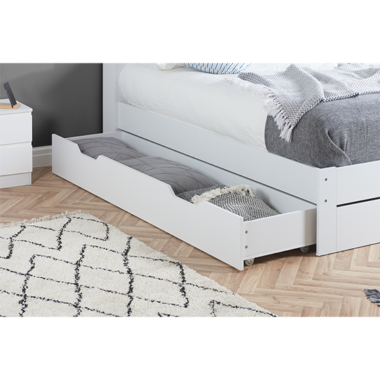 Alfie Wooden Storage Double Bed In White Furniture in Fashion