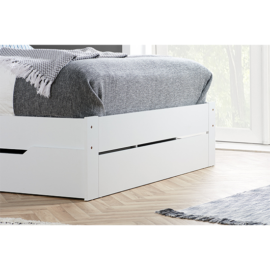 Alfie Wooden Storage Double Bed In White Furniture in Fashion