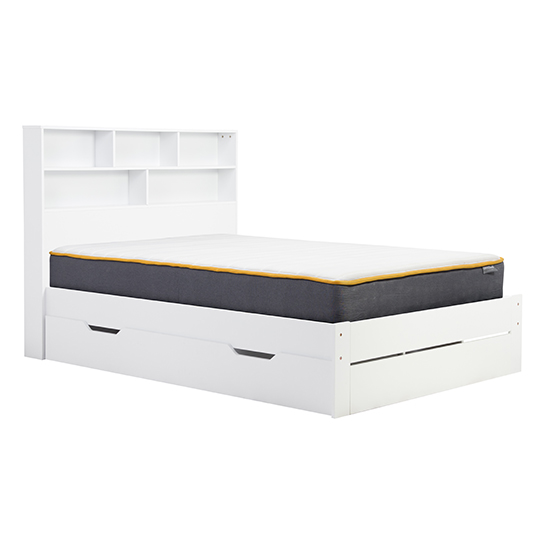 Alfie Wooden Storage Double Bed In White Furniture in Fashion