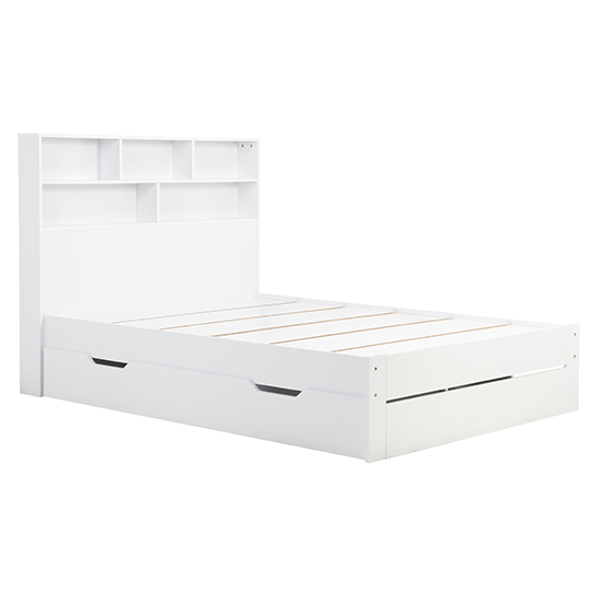 Alfie Wooden Storage Double Bed In White Furniture in Fashion
