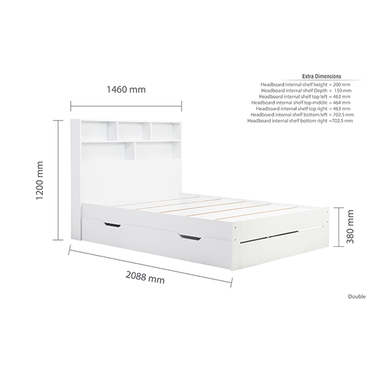Alfie Wooden Storage Double Bed In White Furniture in Fashion