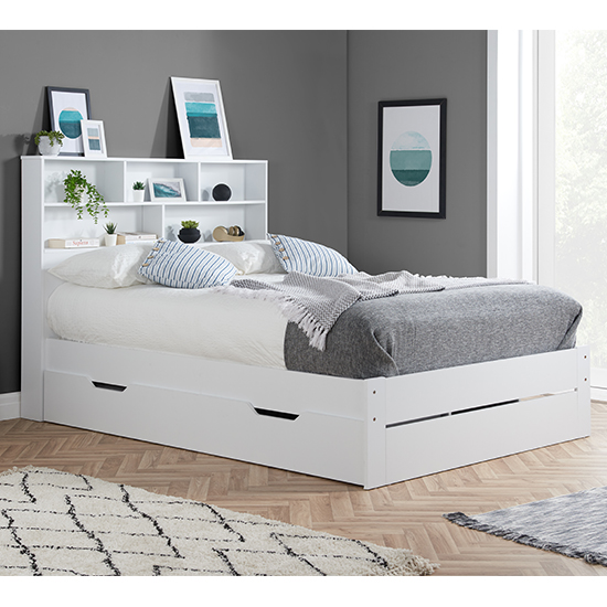 Photo of Alafia wooden storage king size bed in white