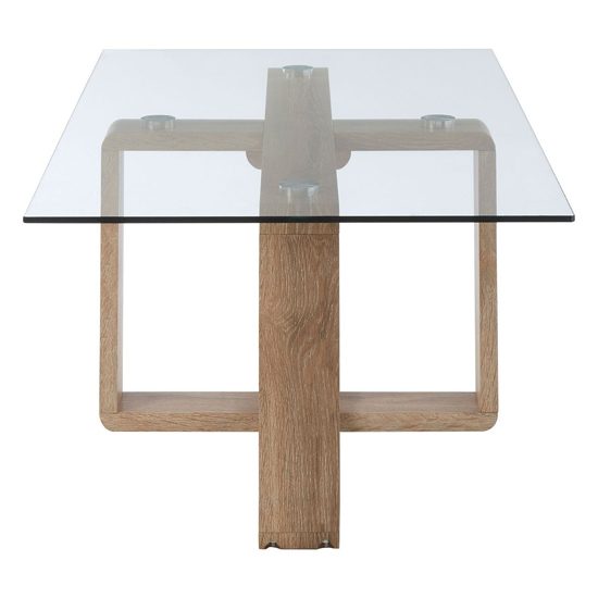 Alfratos Clear Glass Top Coffee Table With Natural Wooden Base