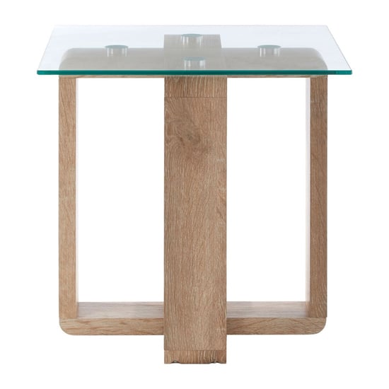 Alfratos Clear Glass Top Side Table With Natural Wooden Base_2