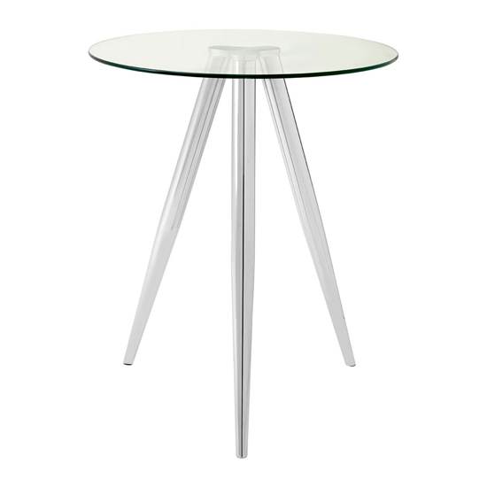 Alfratos Round Clear Glass Top Bar Table With Chrome Metal Legs