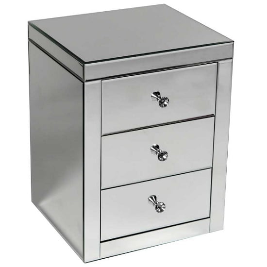 Alfredo Modern Mirrored Bedside With 3 Drawers FiF