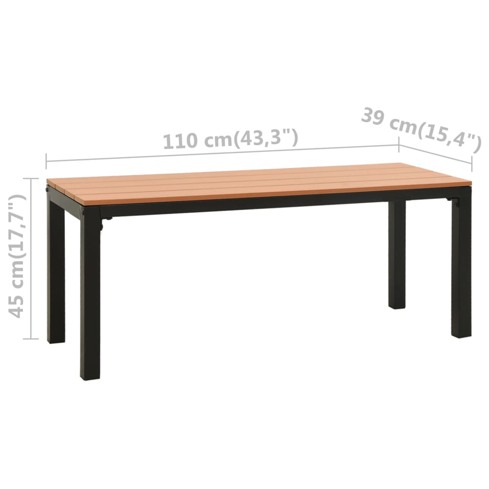 Alfresco Outdoor Metal Garden Bench in Brown