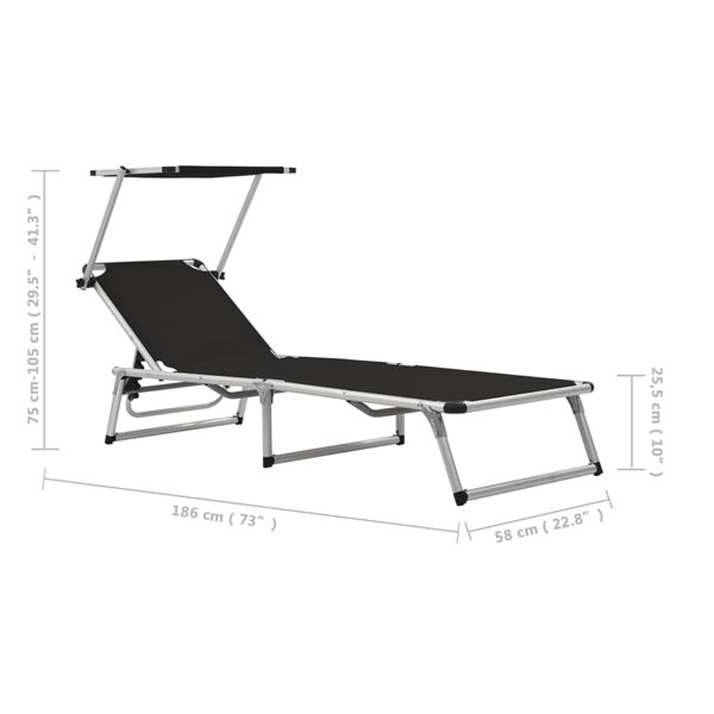 Alfresco Outdoor Aluminium Folding Sun Lounger in Black