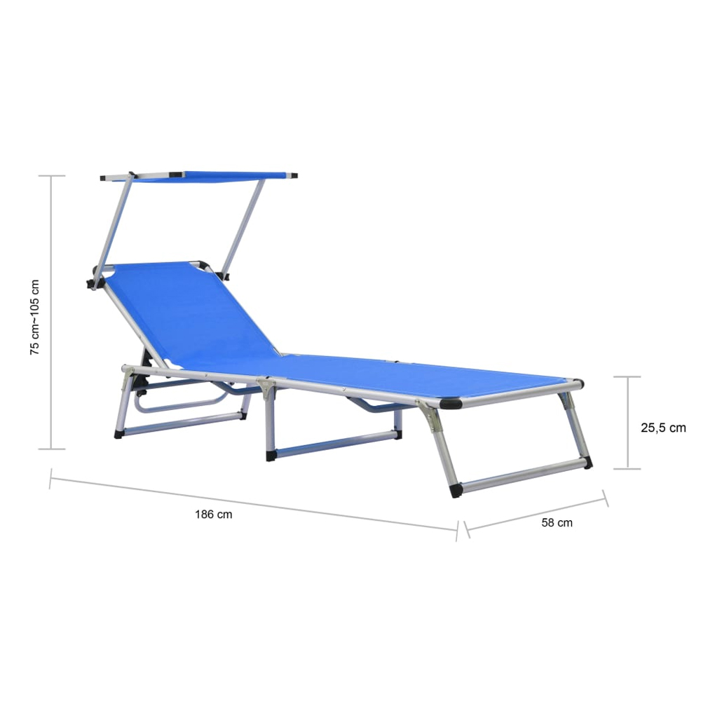 Alfresco Outdoor Aluminium Folding Sun Lounger in Blue