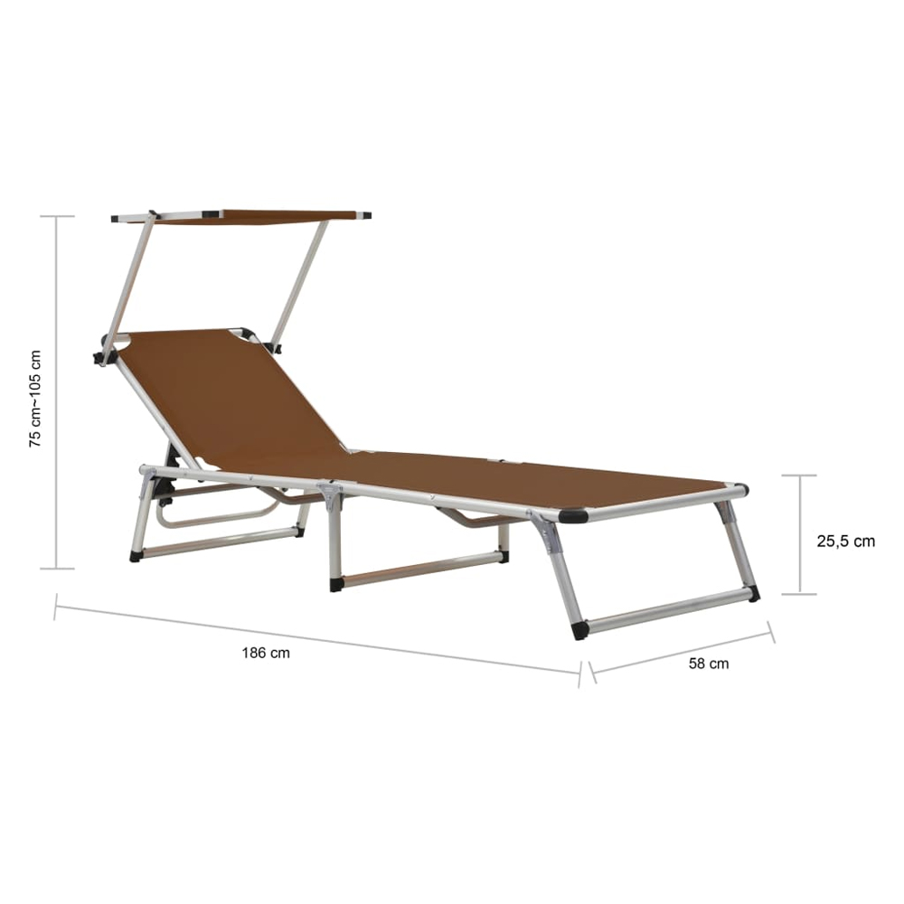 Alfresco Outdoor Aluminium Folding Sun Lounger in Brown