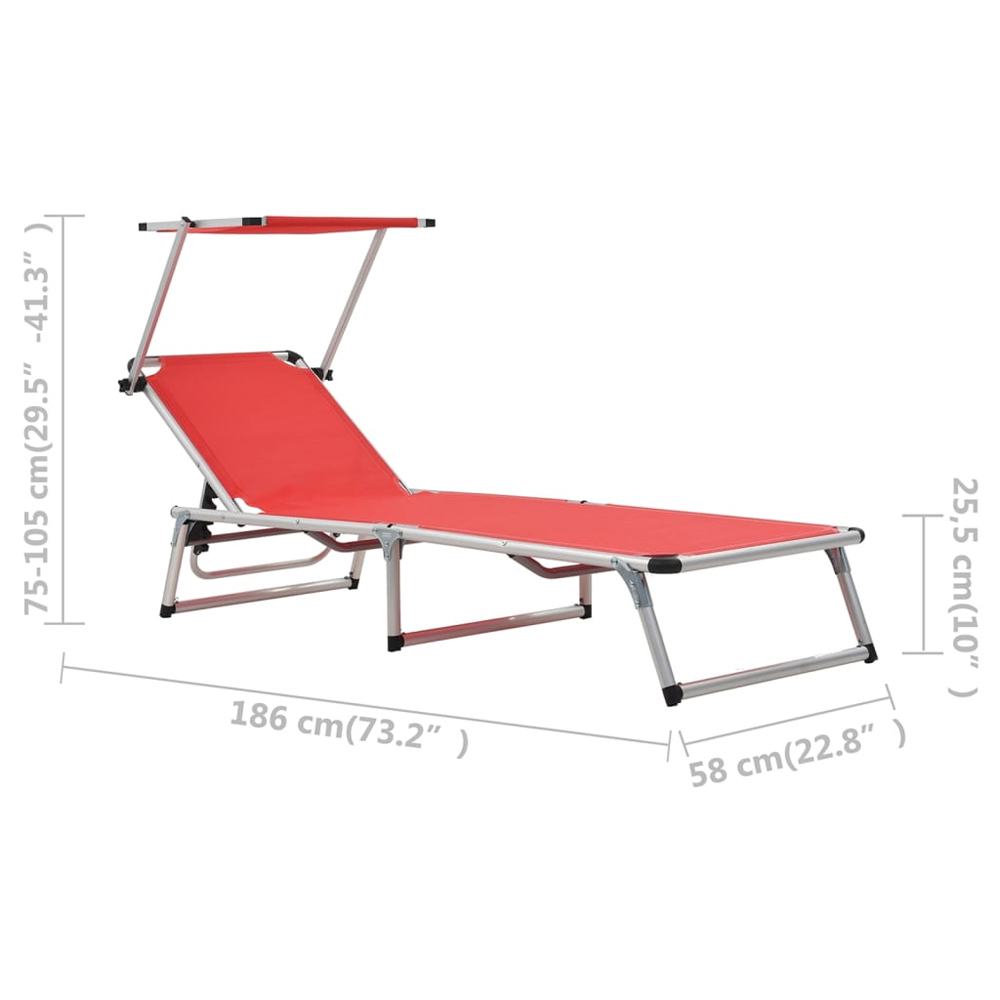 Alfresco Outdoor Aluminium Folding Sun Lounger in Red