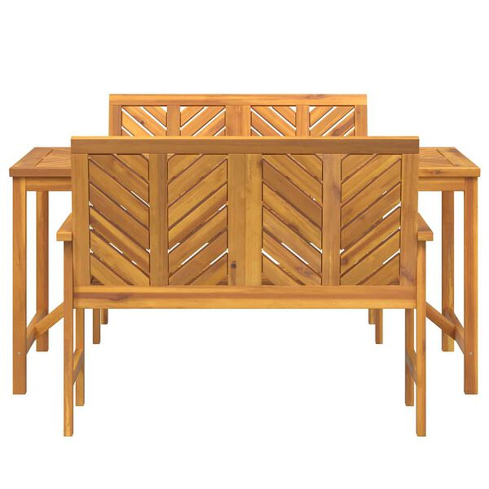 Alfresco Outdoor Acacia Wood 150cm Dining Table with 2 Bench in Brown