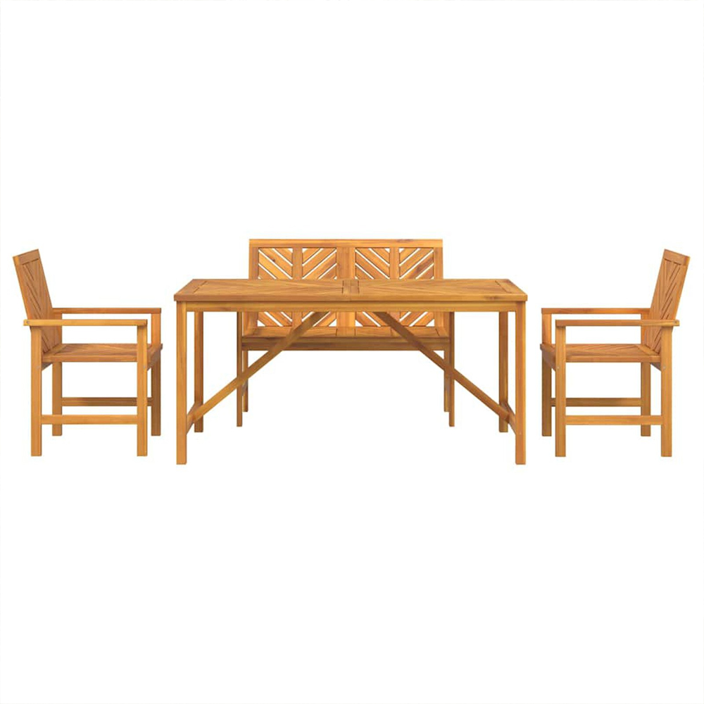 Alfresco Outdoor Acacia Wood 150cm Dining Table with 2 Chairs 1 Bench in Brown