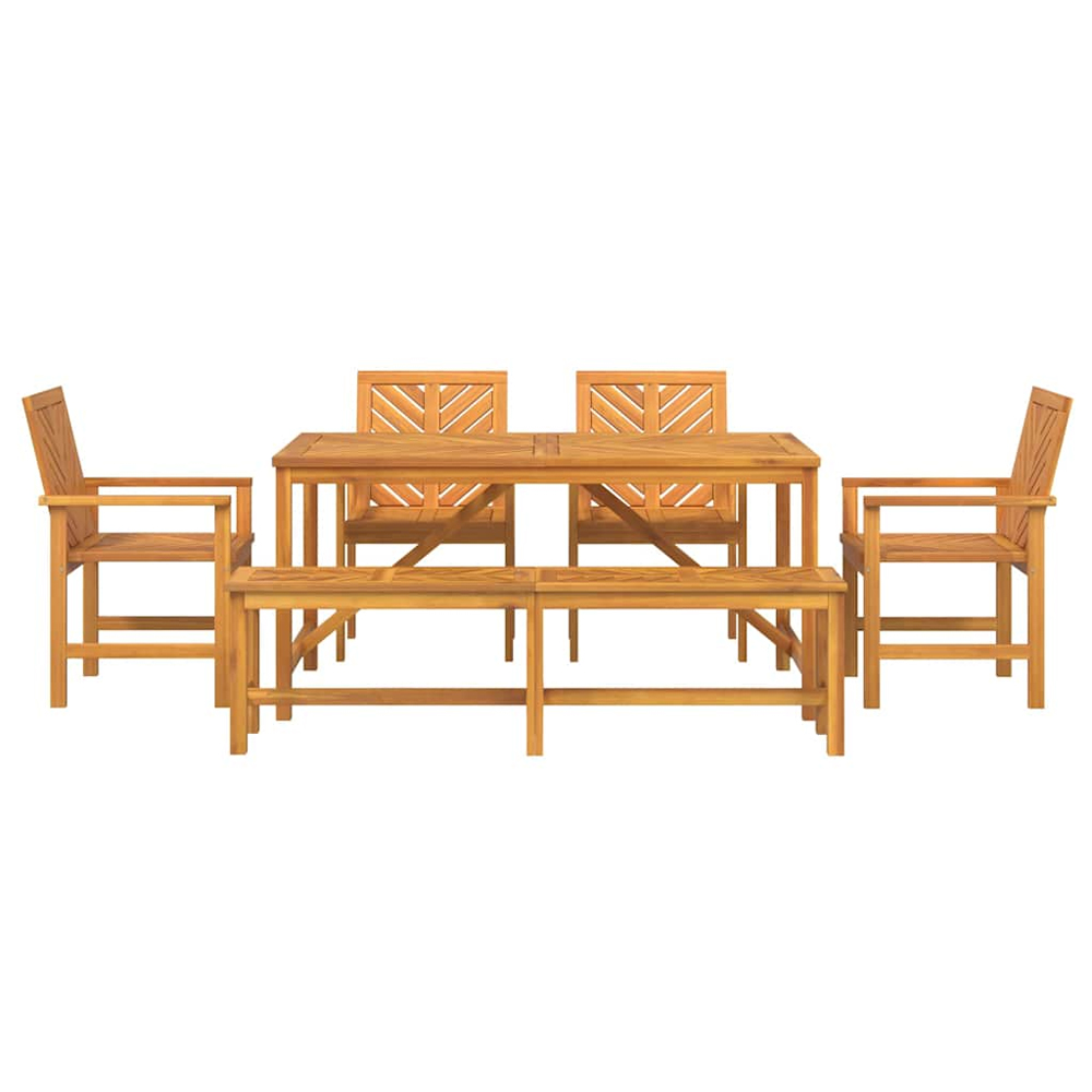 Alfresco Outdoor Acacia Wood 150cm Dining Table with 4 Chairs 1 Bench in Brown