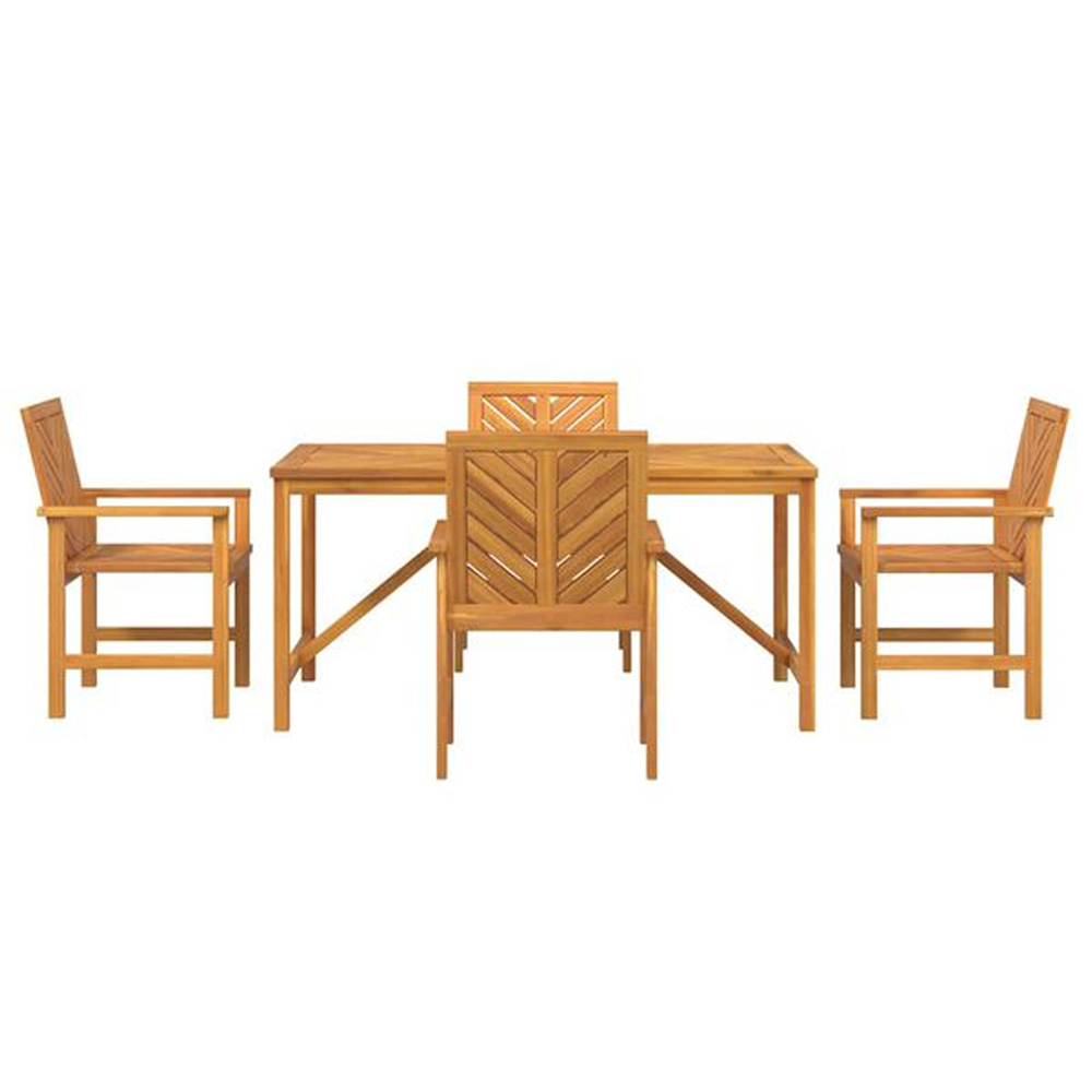 Alfresco Outdoor Acacia Wood 150cm Dining Table with 4 Chairs in Brown