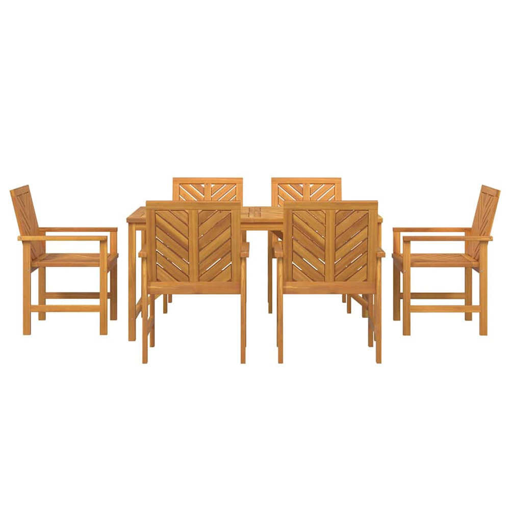 Alfresco Outdoor Acacia Wood 150cm Dining Table with 6 Chairs in Brown