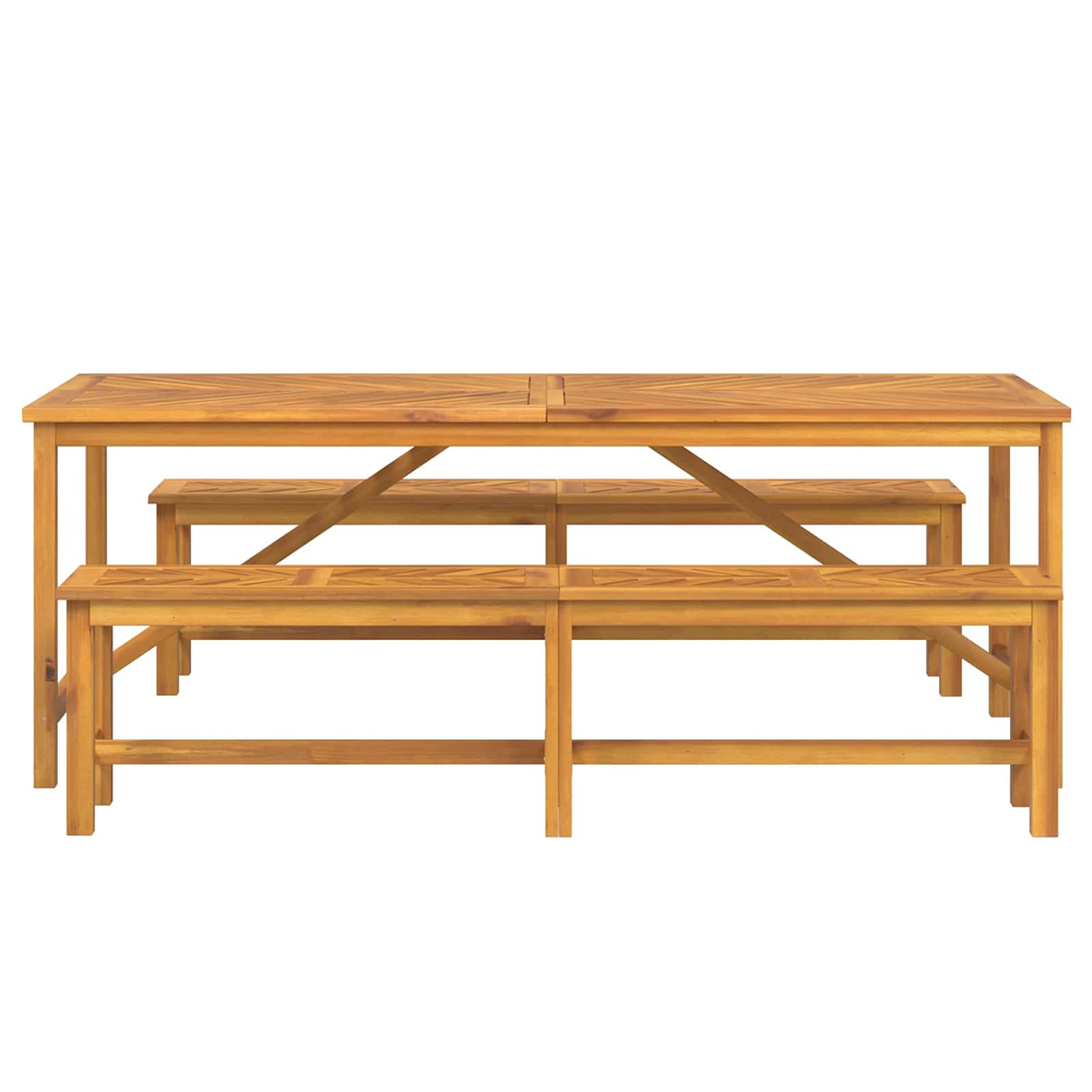 Alfresco Outdoor Acacia Wood 200cm Dining Table with 2 Bench in Brown