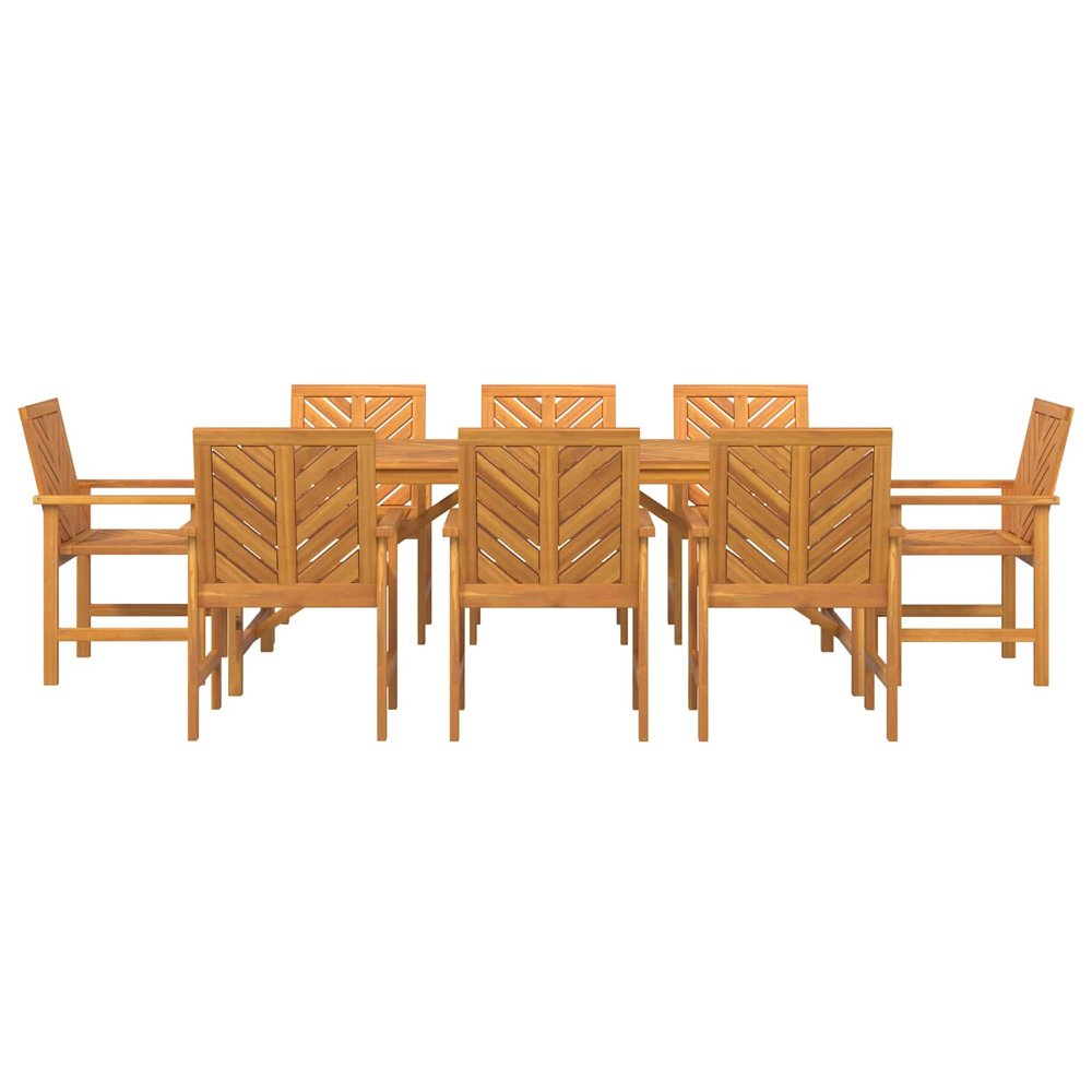 Alfresco Outdoor Acacia Wood 200cm Dining Table with 8 Chairs in Brown