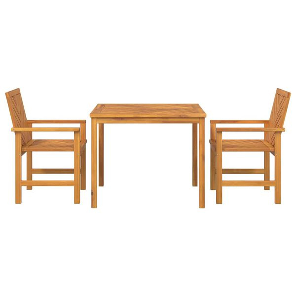 Alfresco Outdoor Acacia Wood 90cm Dining Table with 2 Chairs in Brown