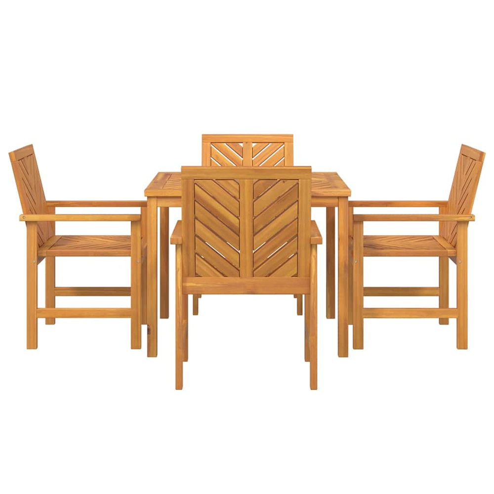 Alfresco Outdoor Acacia Wood 90cm Dining Table with 4 Chairs in Brown