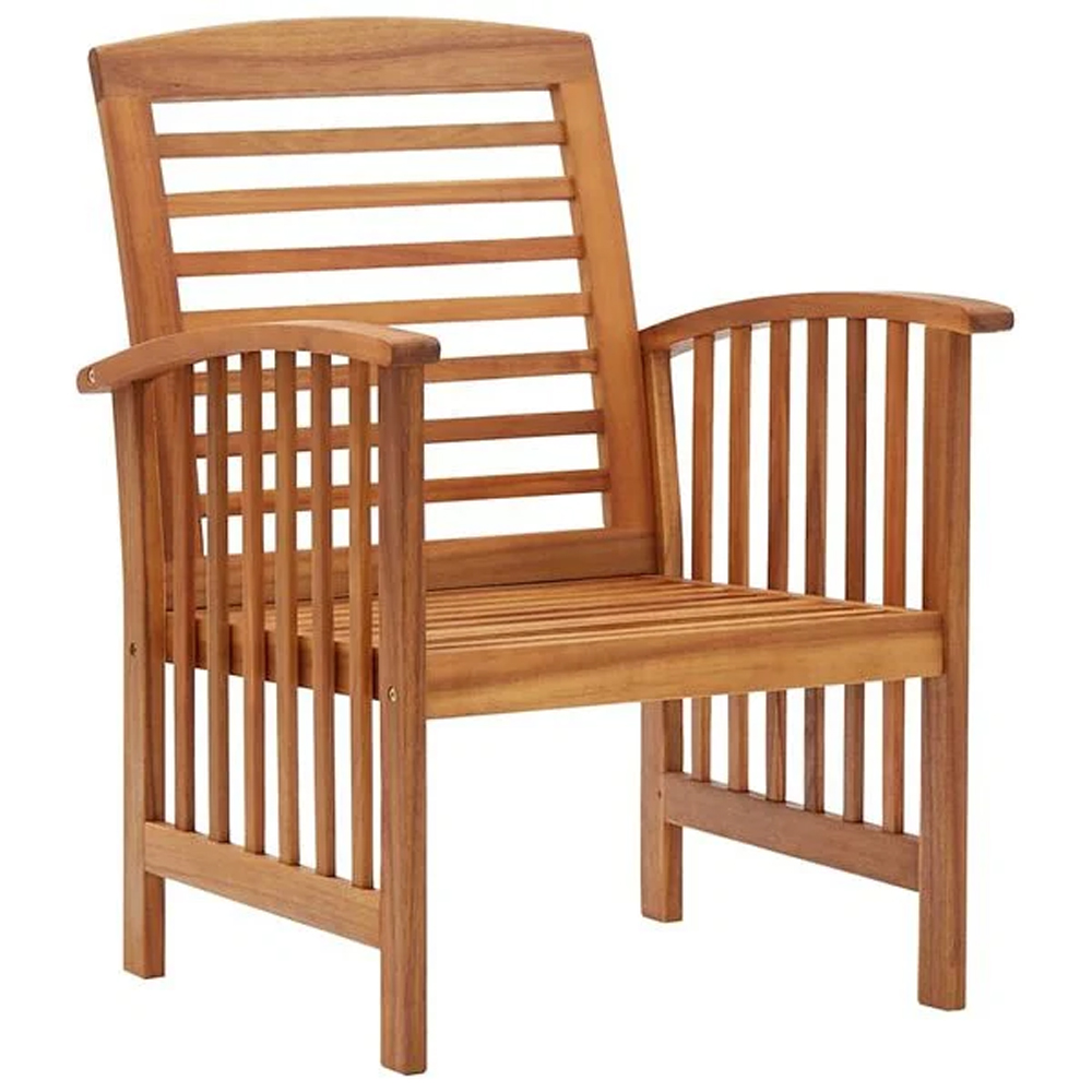 Alfresco Outdoor Brown Acacia Wood Armchairs in Pair
