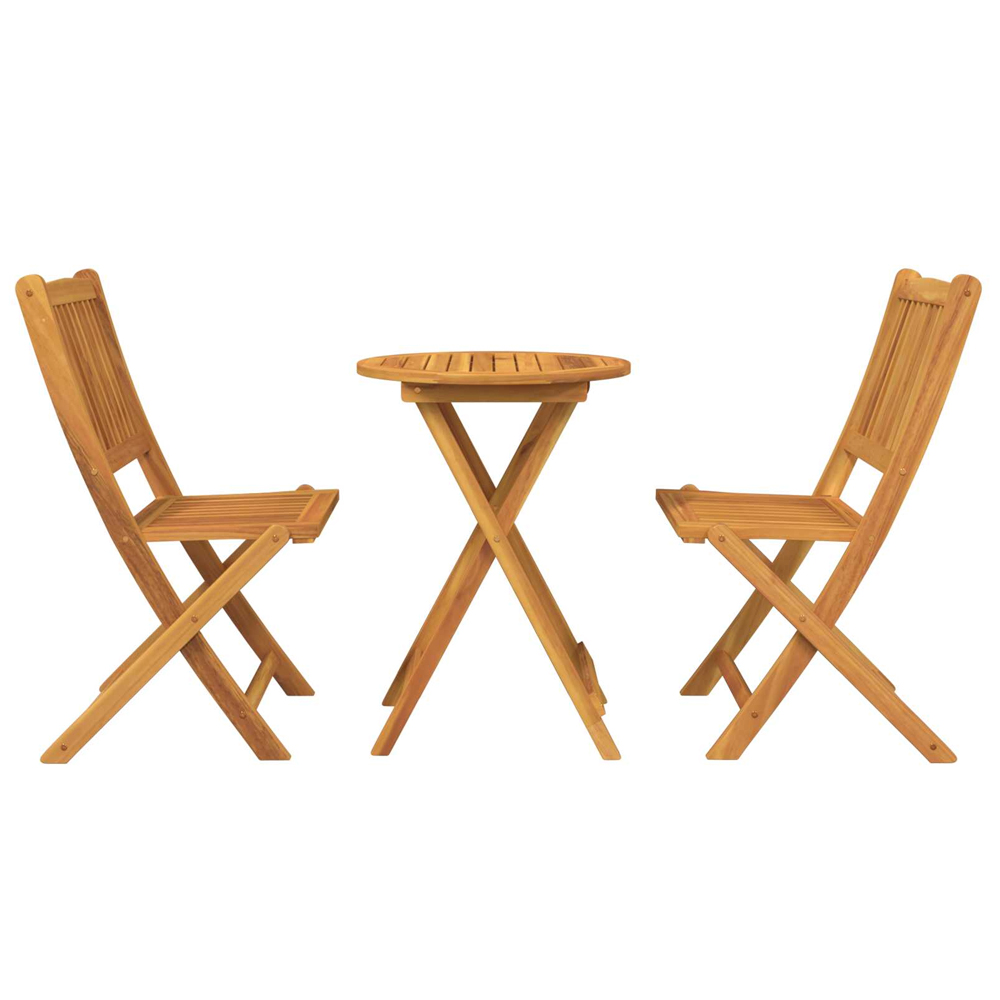 Alfresco Outdoor Round Acacia Wood Bistro Set in Brown