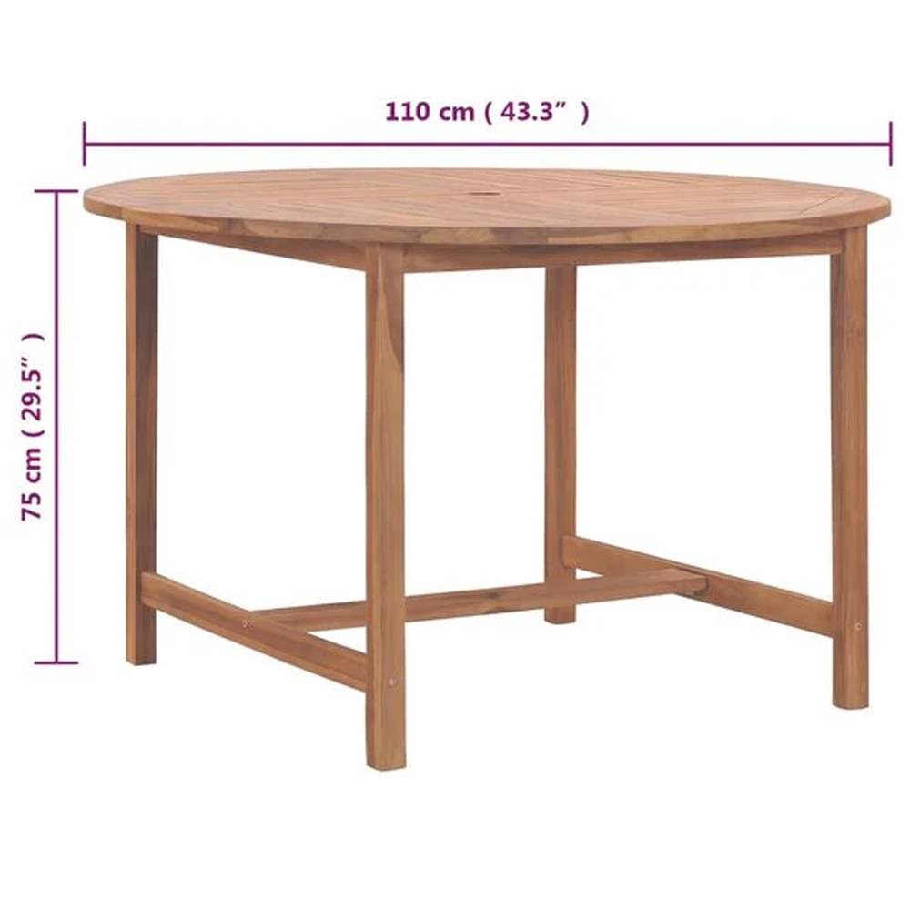 Alfresco Outdoor Round Solid Wood Dining Table in Teak