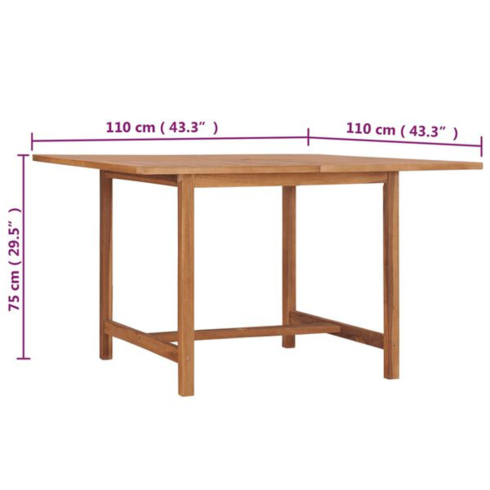 Alfresco Outdoor Square Solid Wood Dining Table in Teak