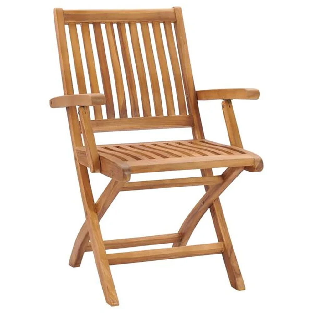 Alfresco Outdoor Teak Acacia Wood Folding Armchairs in Pair