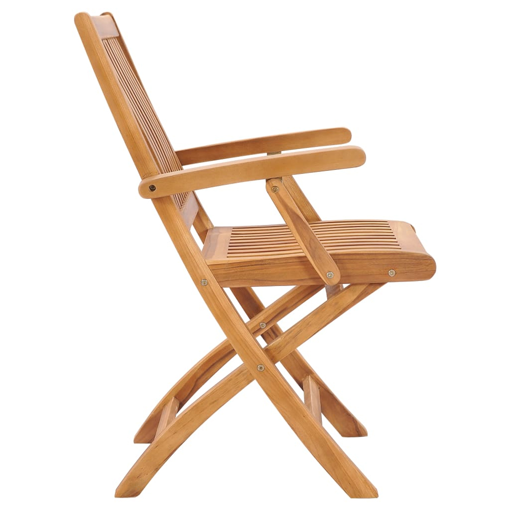 Alfresco Outdoor Teak Acacia Wood Folding Armchairs in Pair