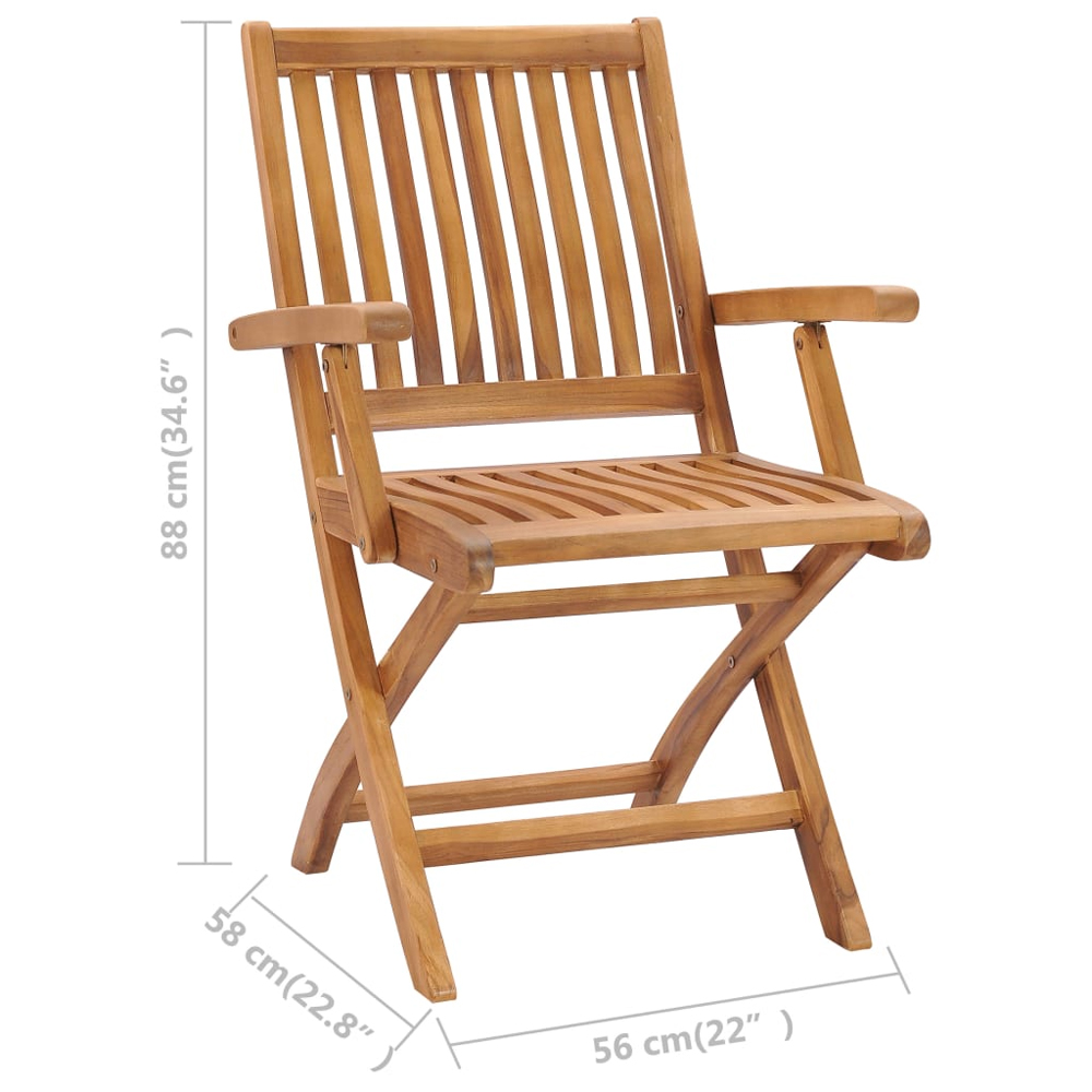 Alfresco Outdoor Teak Acacia Wood Folding Armchairs in Pair