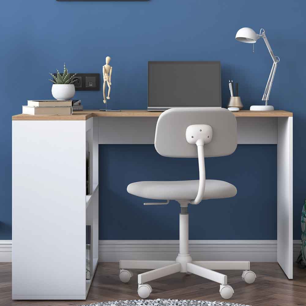 Algarve Wooden Corner Laptop Desk in White and Oak