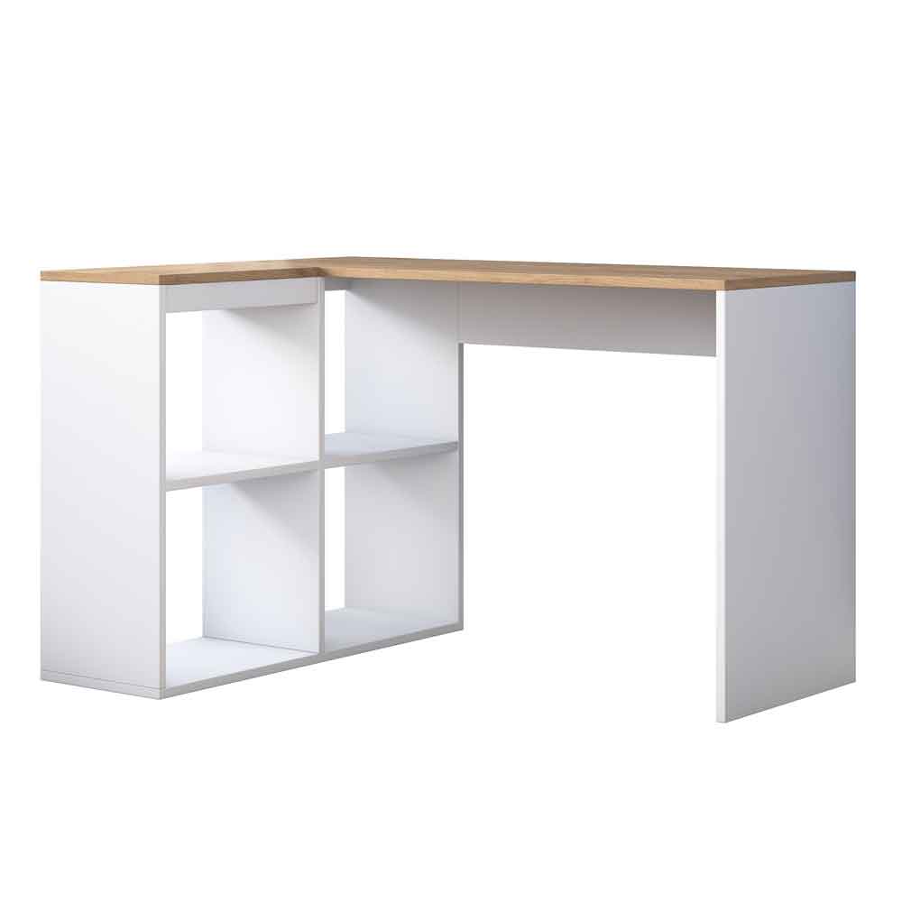 Algarve Wooden Corner Laptop Desk in White and Oak