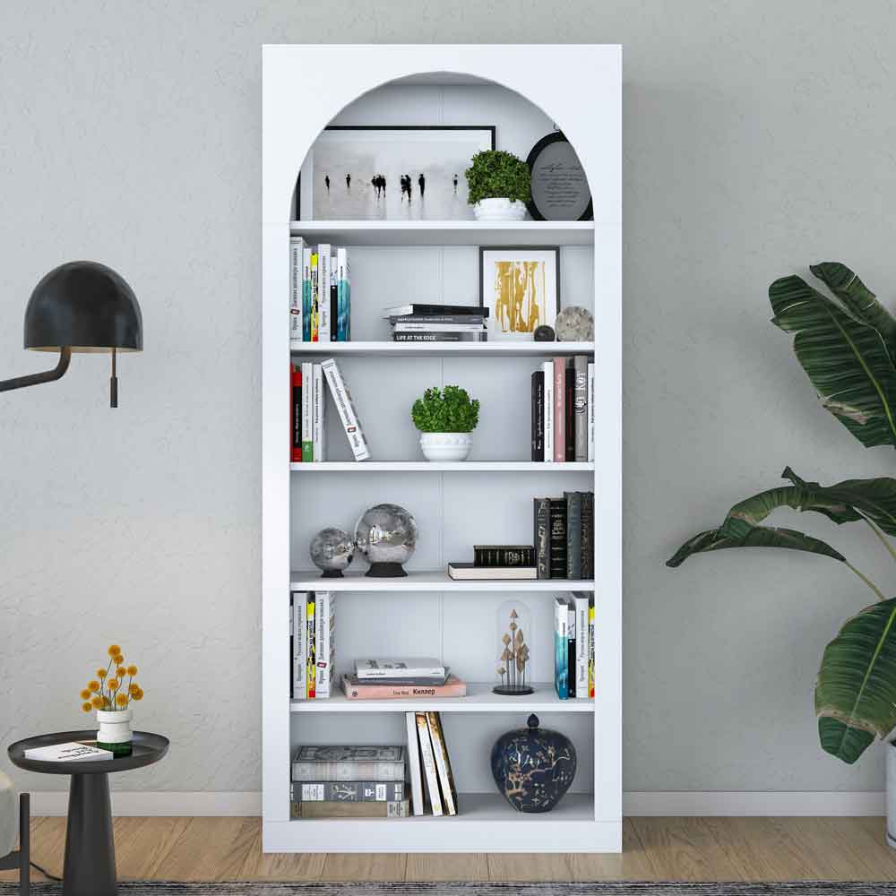 Algarve Wooden Display Cabinet with 6 Shelves in White