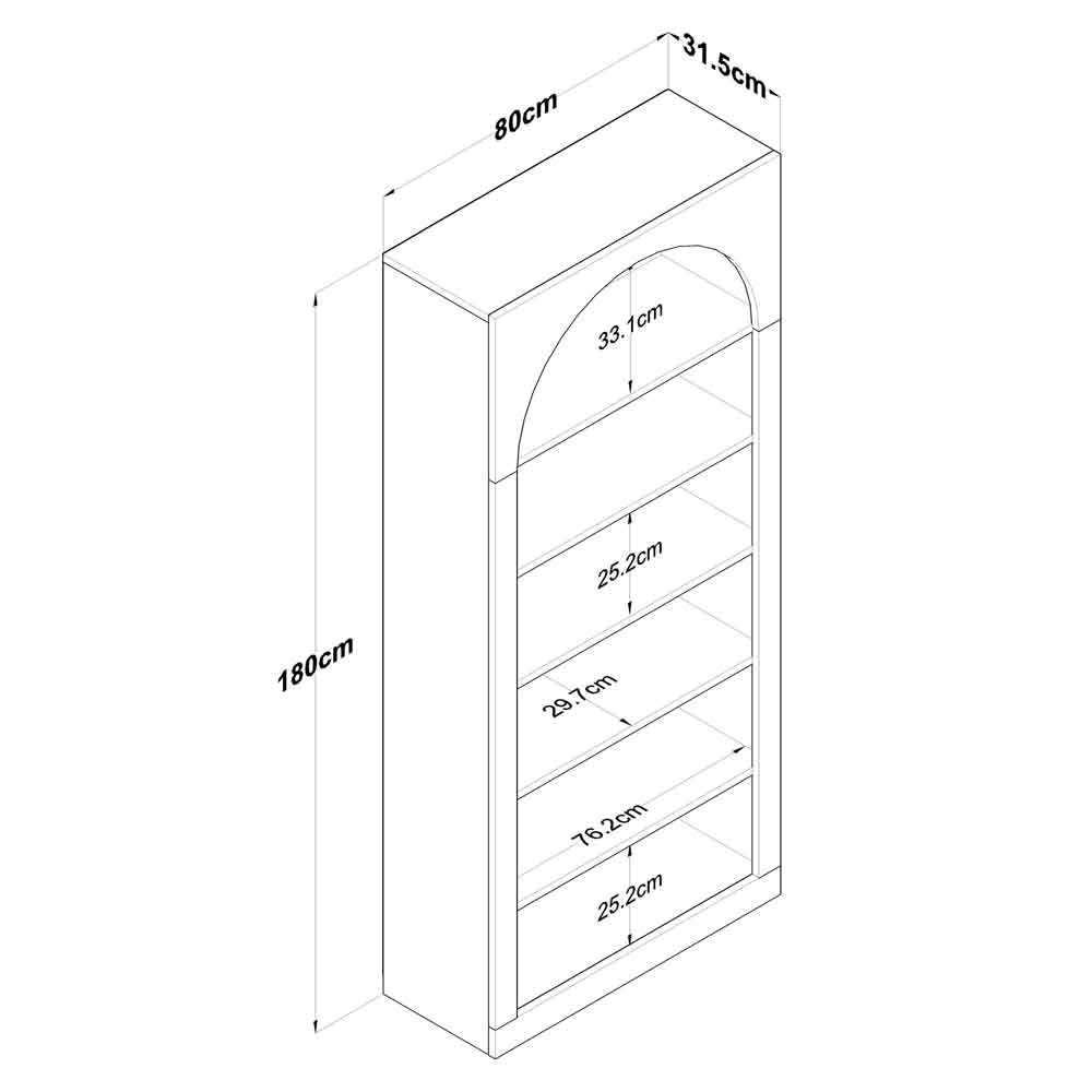 Algarve Wooden Display Cabinet with 6 Shelves in White
