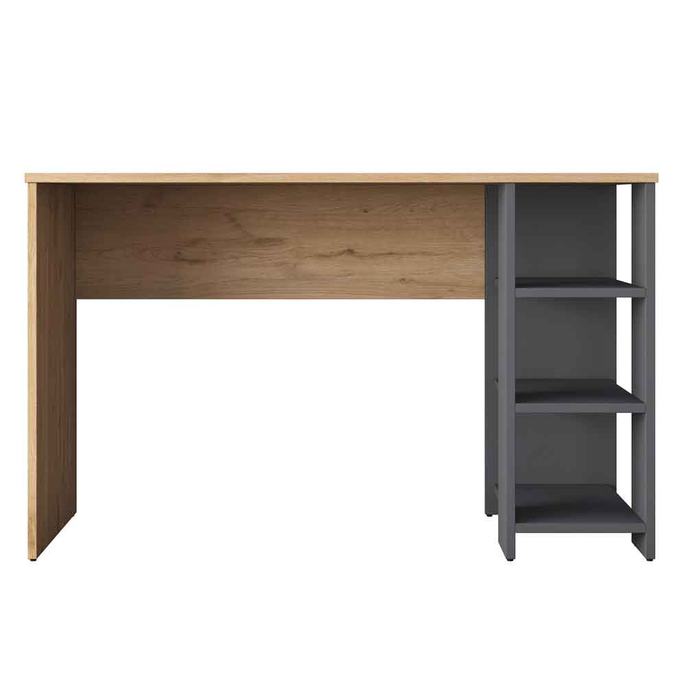 Algarve Wooden Laptop Desk with 3 shelves in Anthracite and Walnut