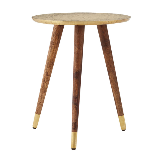 Algieba Carve Wooden Side Table In Gold