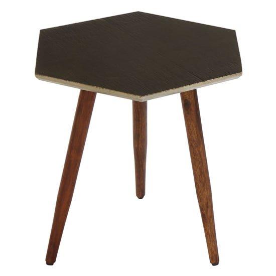 Algieba Hexagonal Wooden Side Table In Grey