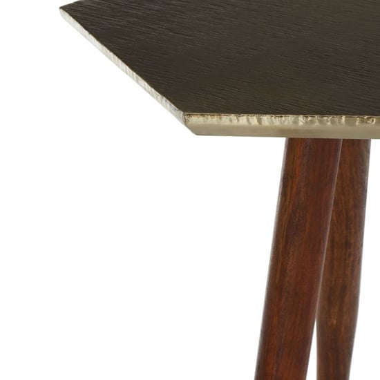 Algieba Hexagonal Wooden Side Table In Grey