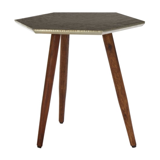 Product photograph of Algieba Hexagonal Wooden Side Table In Grey from Furniture in Fashion