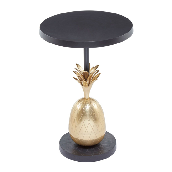 Algieba Pineapple Aluminium Side Table In Black And Gold