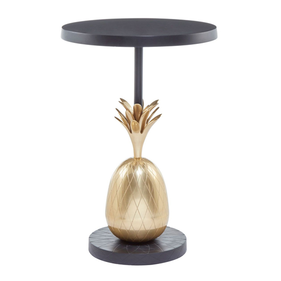 Algieba Pineapple Aluminium Side Table In Black And Gold